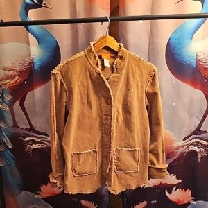 Women's Tan Frayed Edge Jacket
